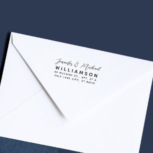 Moderne Verheiratete Couple Minimale Rücksendeadre Gummistempel