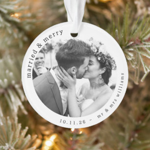 Moderne Verheiratete und fröhliche Fotos Weihnacht Ornament