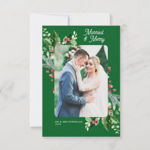 Moderne Verheiratete und fröhliche Hochzeitsankünd Dankeskarte