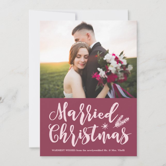 Moderne Verheiratete Weihnachten | Pine Mauve Foto (Vorderseite)