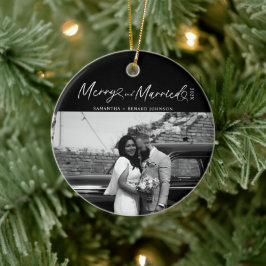 Moderne, Verheiratete Weihnachtsschrift Keramik Ornament