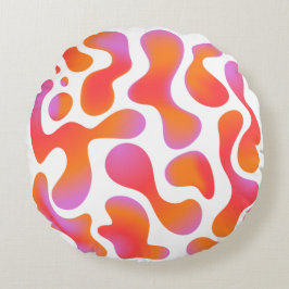 Moderne Verlaufs-Blobs in Rosa und Orange Rundes Kissen