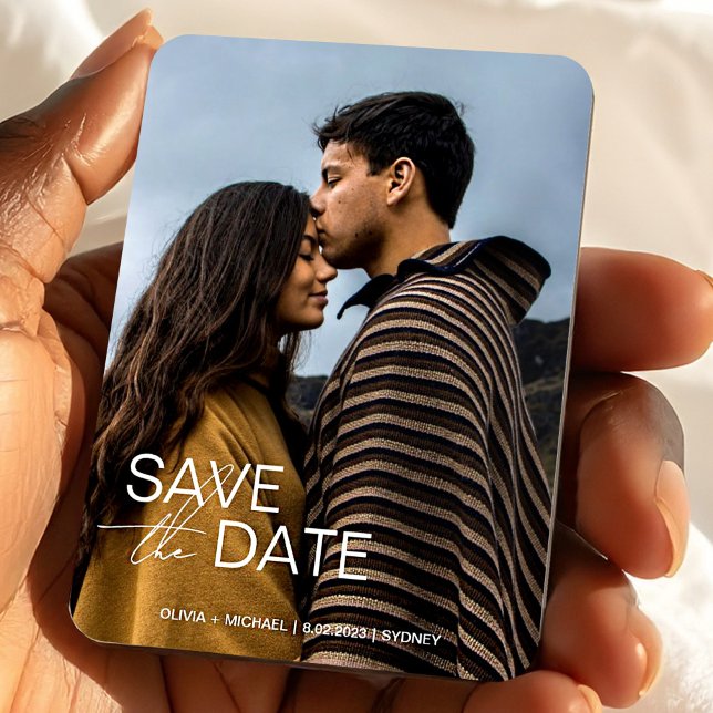 Moderne Verlobung Save the Date Gastgeschenke Hoch Magnet (Von Creator hochgeladen)