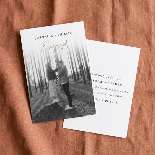 Moderne Verlobungsankündigung mit Farbverlauf und  Einladung