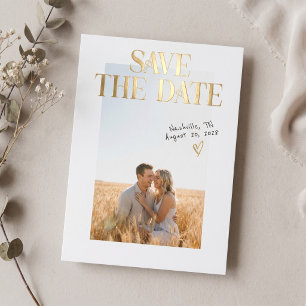 Moderne Verlobungsfoto-Save-the-Date-Folienkarte Folieneinladung