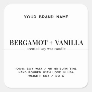 Moderne Verpackungsvorlage für die Kerzenkennzeich Quadratischer Aufkleber