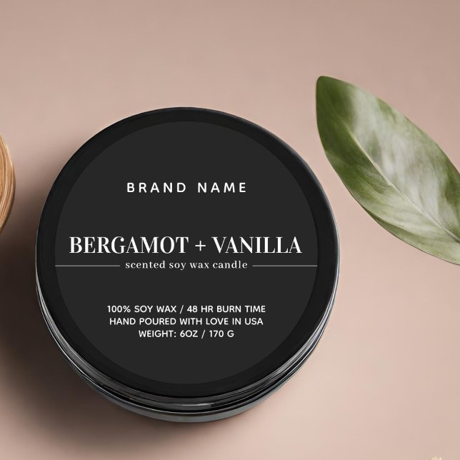 Moderne Verpackungsvorlage für die Kerzenkennzeich Runder Aufkleber (Von Creator hochgeladen)