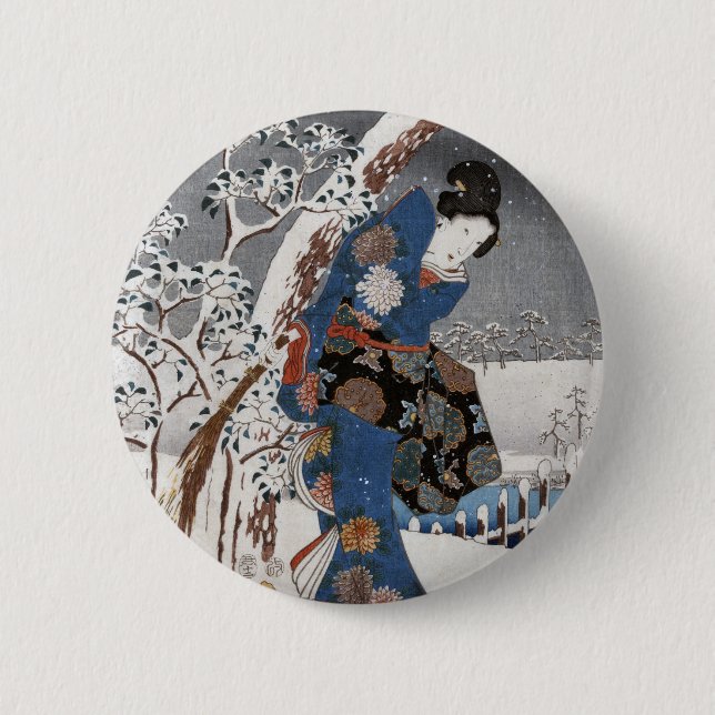 Moderne Version der Geschichte von Genji in Schnee Button (Vorderseite)