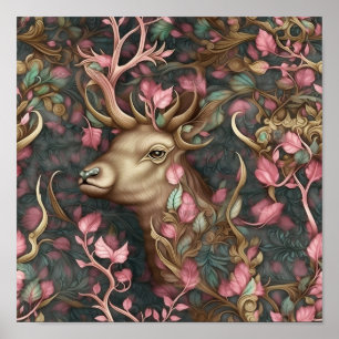 Moderne versteckte Hirsche im Wald Kunst Poster