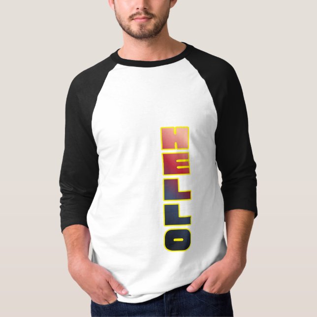Moderne Vertikale Hello Grafik T-Shirt (Vorderseite)