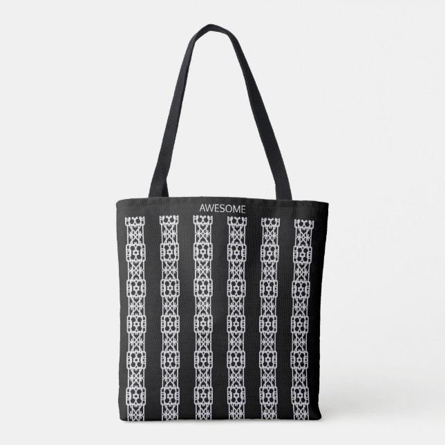 Moderne vertikale Streifen auf schwarz Tasche (Rückseite)