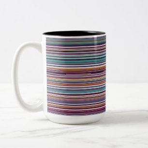 Moderne vertikale Streifenabstraktion in Pflaume u Zweifarbige Tasse