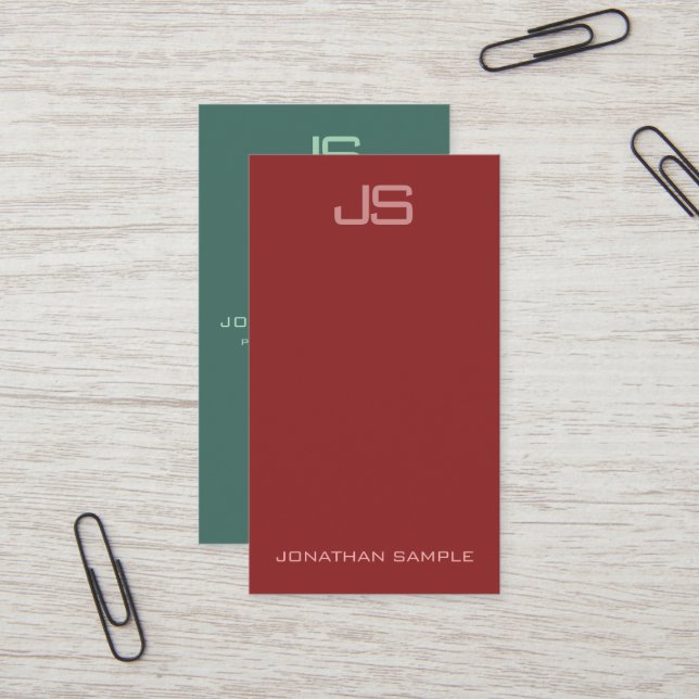 Moderne vertikale Visitenkarte Elegantes Monogramm (Vorderseite/Rückseite Beispiel)