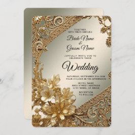 Moderne Verzierte Blumen-Hochzeitsfeier Einladung