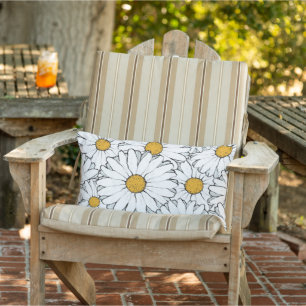 Moderne Verzierte Daisy Floral Muster Wasserfarbe Kissen Für Draußen