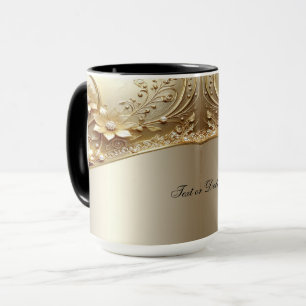 Moderne verzierte Gold-Blumen-Tasse Tasse