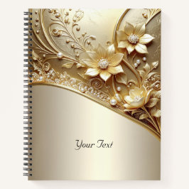 Moderne verzierte Goldblume mit Perlen Notizbuch