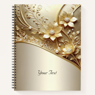Moderne verzierte Goldblume mit Perlen Notizbuch