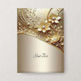 Moderne verzierte goldene Blumen mit Perlen Knopf Button
