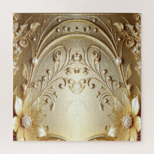 Moderne verzierte goldene Blumenpuzzle