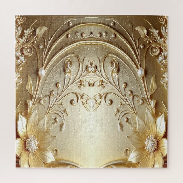 Moderne verzierte goldene Blumenpuzzle (Vertikal)