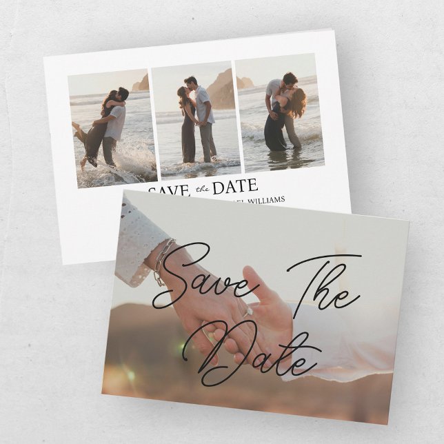 Moderne Vier-Foto Save The Date (Von Creator hochgeladen)