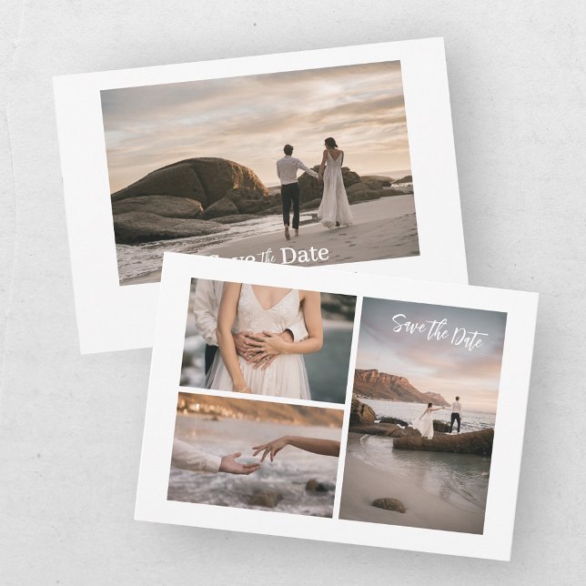 Moderne Vier-Foto Save The Date (Von Creator hochgeladen)