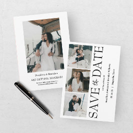 Moderne Vier-Foto-Save-the-Date-Karte Save The Date
