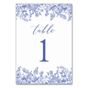 Moderne Vintag Blue Floral Tischnummer Card
