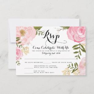 Moderne Vintag rosa Bläsereikarte RSVP-Karte RSVP Karte