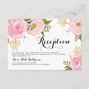 Moderne Vintag rosa florale Hochzeitskarte Einladung