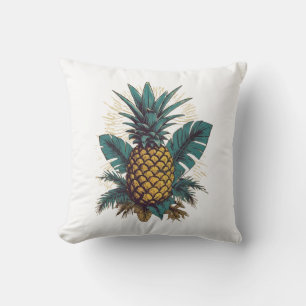 Moderne Vintage Ananas Blätter Sommerurlaub Kissen