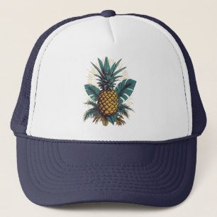 Moderne Vintage Ananas Blätter Sommerurlaub Truckerkappe