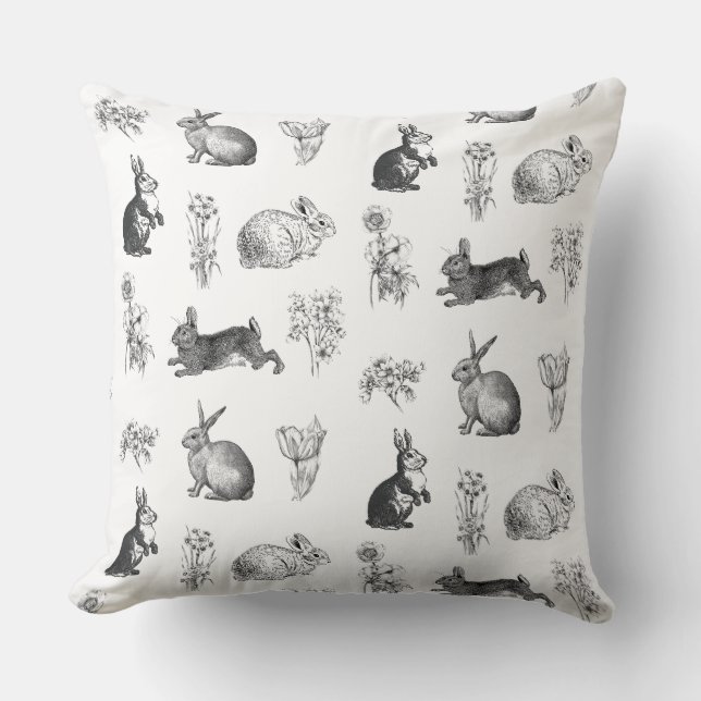 Moderne Vintage Bauernhäuser Osterkaninchen Kissen (Vorderseite)