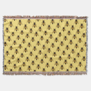 Moderne Vintage Biene Zeichne Throw Blanket Decke