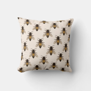 Moderne Vintage Bienenkönigin Zeichne Kissen