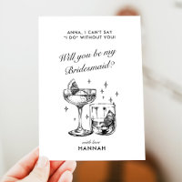 Moderne Vintage Black Bridesmaid-Karte