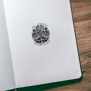 Moderne Vintage Blume, Ex Libris Book Gummistempel