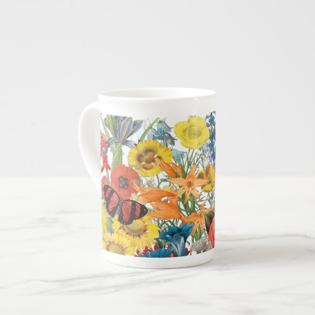 moderne Vintage Blume Prozellantasse (Vorderseite Links)