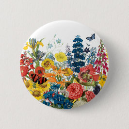 moderne Vintage Blumen Button