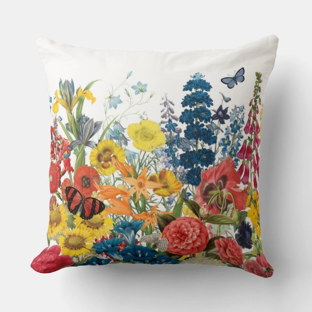 moderne Vintage Blumen Kissen (Vorderseite)