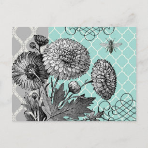 Moderne Vintage Blumen Postkarte