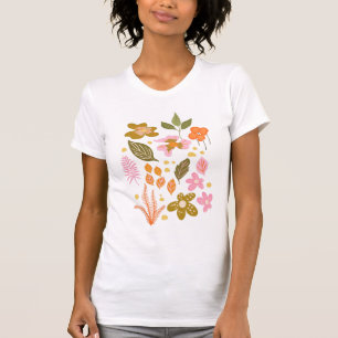 Moderne Vintage-Blumenillustration in Rosa T-Shirt