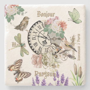 Moderne vintage botanische Abbildungen und Illustr Steinuntersetzer