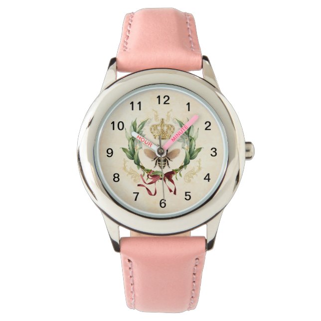 Moderne Vintage Botanische Königin Armbanduhr (Vorderseite)