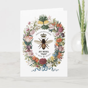 MODERNE VINTAGE-BOTANISCHE KÖNIGIN-BIENE KARTE