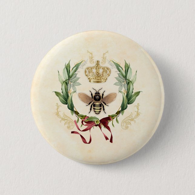 Moderne Vintage Botanische Königin Button (Vorderseite)