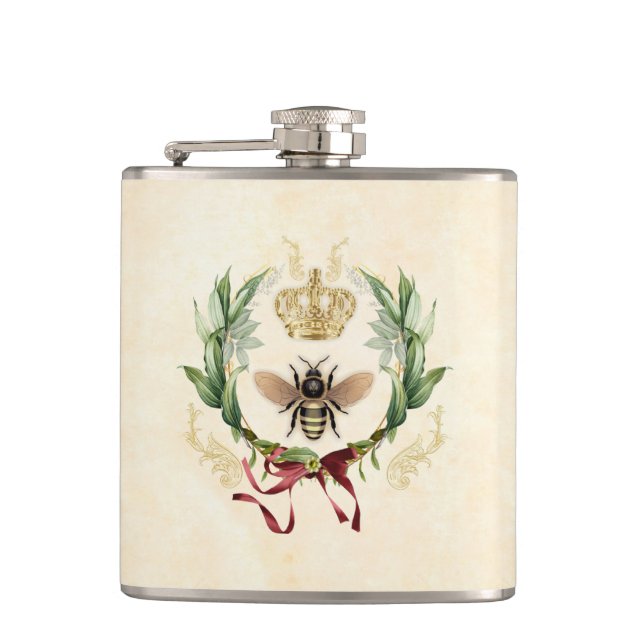Moderne Vintage Botanische Königin Flachmann (Vorderseite)