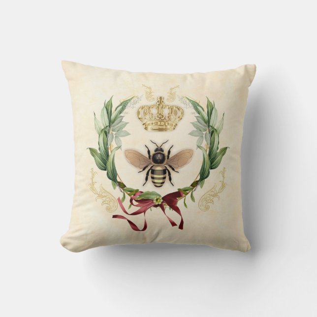 Moderne Vintage Botanische Königin Kissen (Vorderseite)