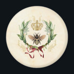 Moderne Vintage Botanische Königin Magnet<br><div class="desc">Modernes Vintages botanisches Bienenhoniginsekt, Retro-Vintages, elegantes Blattwerk, blühender botanischer Blumengarten, Blumenblättern im Sommer, Veranschaulichung der luxuriösen Aquarellfarbe, Kronenkratzennektar, niedliche schöne Buzz-Schönheit , Gelbe Flügel Blume Tier, Goldwild Honigbiene, Insektenhonigbug , </div>